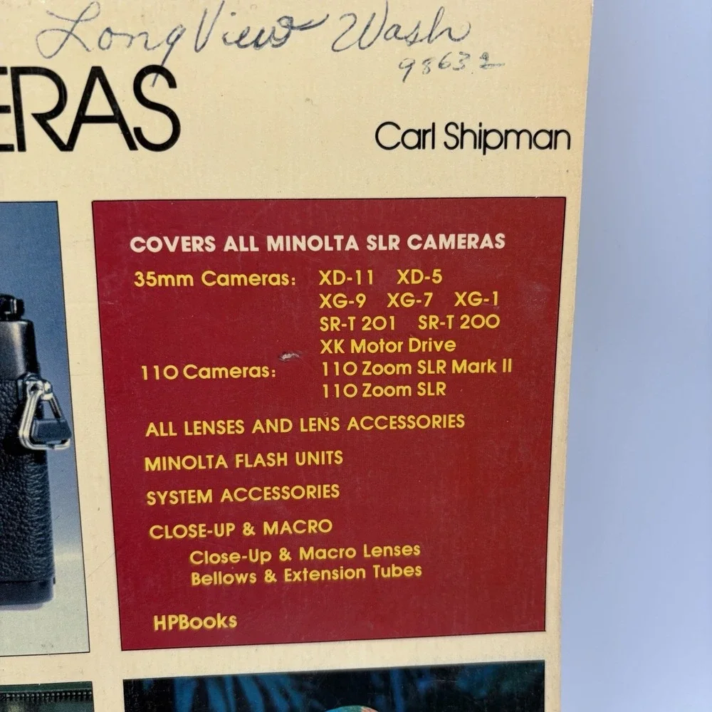 How To Select & Use Minolta SLR Cameras Carl Shipman 1980 Book